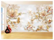 Papel De Parede 3D Floral Textura Sala Flores 3,5M Xfl348