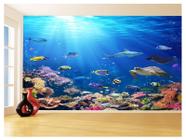 Papel De Parede 3D Fundo Do Mar Peixes Oceano 3,5M Fm112