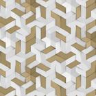 Papel De Parede 3D Geometrico Marrom E Cinza Adesivo Sala