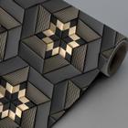 Papel de Parede 3D Hexágonos em Tons de Cinza e Dourado Sala Quarto Escritório