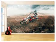 Papel De Parede 3D Moto Cross Trilha Terra Mx 3,5M Bkm10