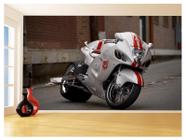 Papel De Parede 3D Moto Custom Superbike Branca 3,5M Bkm65