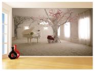 Papel De Parede 3D Musica Piano Branco Cenário 3,5M Mus114