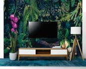 Papel de Parede 3D Painel 3,5M Folha Flores tropical Vivo Jadim Realista Auto Colante Lavável