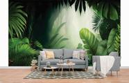 Papel de Parede 3D Painel 4M Folhas Floresta Tropical Vivo Folhagem Auto Colante Vinílico Lavável