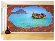 Papel De Parede 3D Praia Mar Caverna Pedras Céu 3,5M Npr298