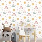 Papel De Parede Adesivo Arco Iris Sol Flor Quarto Infantil 1m