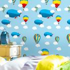 Papel de Parede Adesivo Autocolante Vinil Infantil Kid Balões Cartoons Nuvens Céu Suave 1,50m