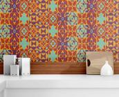 Papel de parede Adesivo Azulejo Decorativo Laranja/Verde