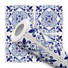 Papel de Parede Adesivo Azulejo Português Azul Branco Colonial Moderno Quarto Sala de Estar - Deliquadros