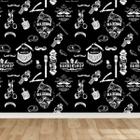 Papel De Parede Adesivo Casual Barbearia Cabeleireiro Barbeiro Studio Salão Preto