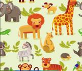 Papel de Parede Adesivo Contact Infantil Bebe Zoo Bichos Floresta