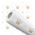 Papel de Parede Adesivo Delicado Infantil Bebê Branco Dourado Coroa Principe Princesa Quarto