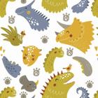 Papel De Parede Adesivo Dinossauros Amarelo Mostarda 15M