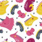 Papel de Parede Adesivo Dinossauros Rosa Amarelo e Cinza 6m