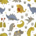 Papel De Parede Adesivo Dinossauros Verde Cinza Bebê 12M