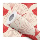 Papel De Parede Adesivo Floral Japones Vermelho Sala Quarto 3.5m