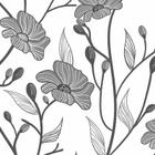 Papel de Parede Adesivo Floral Preto e Branco - 123