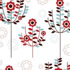 Papel de Parede Adesivo Floral Vermelho e Azul - 093