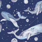 Papel de Parede Adesivo Fundo do Mar Baleia Azul Constelação Aquarela Infantil Bebê Moderno Quarto Sala de Estar