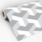 Papel de Parede Adesivo Geométrico Textura Blocos Cinza e Branco Vinílico Decoração Lavável Sala Quarto 3D - Pro Decor
