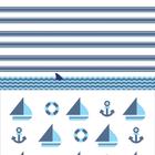 Papel de Parede Adesivo Infantil Barcos A Vela Ancora Listras Azul Baby Marinheiro REF:DPIN32