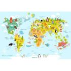 Papel De Parede Adesivo Infantil Mapa Mundi Safari