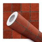 Papel De Parede Adesivo Lavável Cozinha Azulejo Cerâmico Vermelho Quadrado - DELIQUADROS