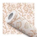 Papel De Parede Adesivo Lavável Cozinha Floral Flores Tulipa Marrom Padrão Bege