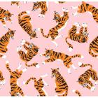 Papel De Parede Adesivo Lavável De sala Tigres Rosa Felino - Jacaré Brinquedos