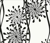 Papel de Parede Adesivo Lavável Floral Preto e Branco