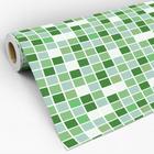 Papel de Parede Adesivo Lavável Pastilhas Azulejo Para Cozinha e Banheiro Quadrado Verde Com Cinza 3D - Pro Decor