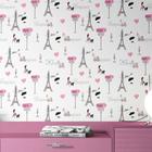 Papel de Parede Adesivo Lavável Quarto Feminino Juvenil Rosa Paris Teen