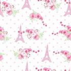 Papel De Parede Adesivo Lavável Torre Eiffel Rosa 6M
