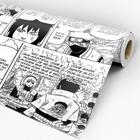 Papel de Parede Adesivo Naruto Preto e Branco Quadrinhos Guerra Ninja Rolo de 3 Metros Lavável, Para Sala e Quarto, Pro