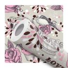 Papel de Parede Adesivo Rosa Bege Café Cupcake Bule Pássaro Cozinha Barroco Quarto Sala de Estar