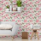 Papel De Parede Adesivo Rosas Em Fundo Bege N06055 R 0,58X3M