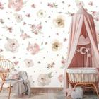 Papel De Parede Adesivo Suave Floral Com Delicadas Flores -- M² - BANNER BANI