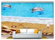 Papel De Parede Animais Golfinhos Praia 3D Anm248