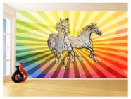 Papel De Parede Animais Pop Art Cavalos Cores 3,5M Pxa356