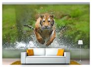 Papel De Parede Animais Tigre Correndo Rio 3D Anm237