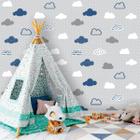 Papel de Parede Autocolante Infantil Nuvens Cinza e Azul 250
