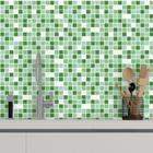 Papel De Parede Autocolante Pastilha Verde E Branco Cozinha Banheiro 1 Metro