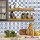 Papel De Parede Azulejo Cozinha Português Lávavel Azul 3M