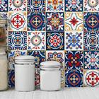 Papel de Parede Azulejo Português Hidráulico Colorido Adesivo Impermeável Cozinha Copa Banheiro