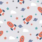 Papel De Parede Baby Foguetes E Estrelas - 3,30x0,50m - DEKAL DECOR