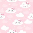 Papel De Parede Baby Nuvens Cute Fundo Rosa