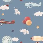 Papel de Parede Balão Elefante e Aviões Infantil 57x270cm