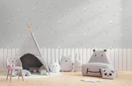 Papel de Parede Cinza Solar - Rolo com 9,50 Metros Decoração de Luxo Infantil - Melissa Decor