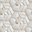 Papel de Parede Efeito Gesso 3D Gold Cinza Geometrico 10m